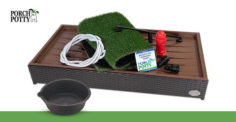 Porch Potty is like a litter box for dogs. Weather, resistant and durable, it will last your dog