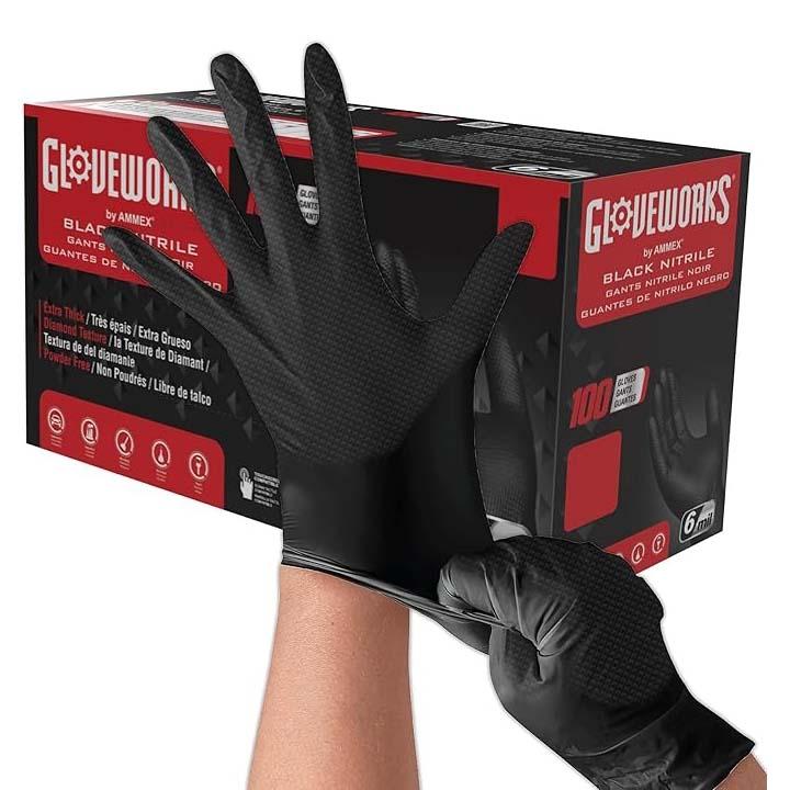 Gloveworks HD Black Nitrile Industrial Gloves