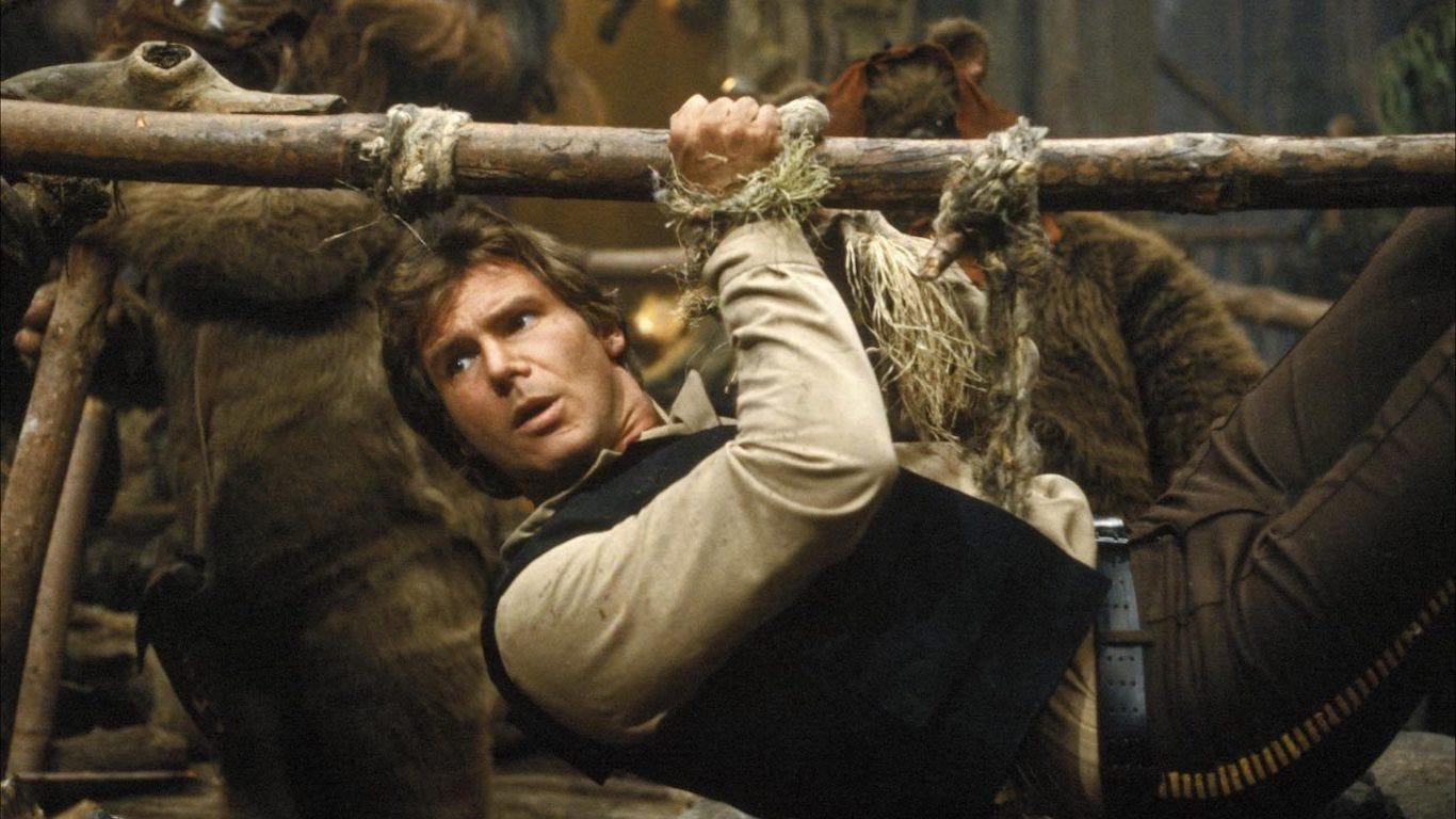 Harrison Ford as Han Solo in the "Star Wars" franchise.