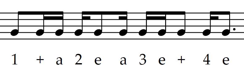 Four beamed sixteenth notes