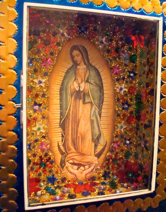 Mexican decorated tableau of the Virgin of Guadalupe