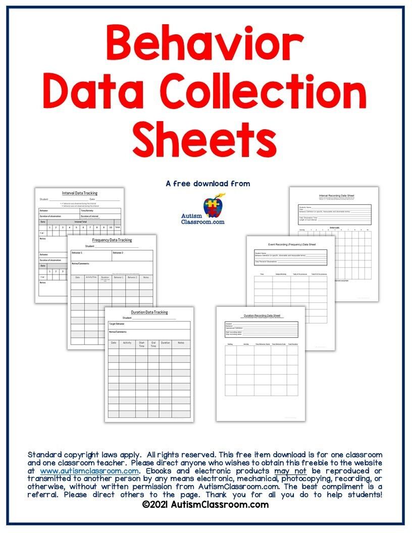 behavior data collection sheets