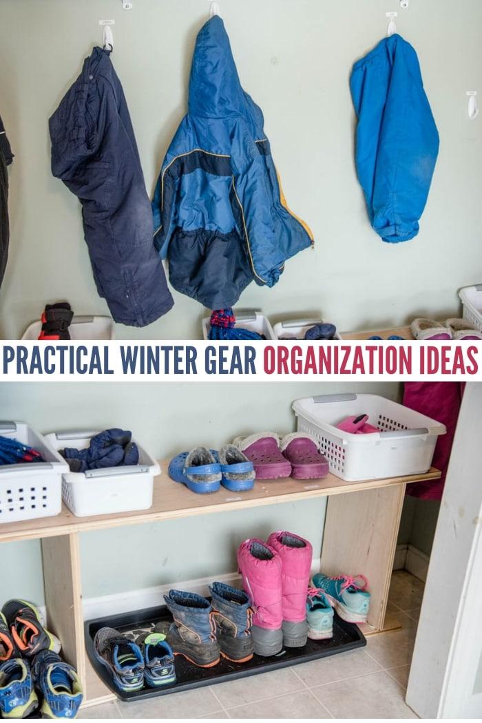 organizing winter gear for the family closet storage