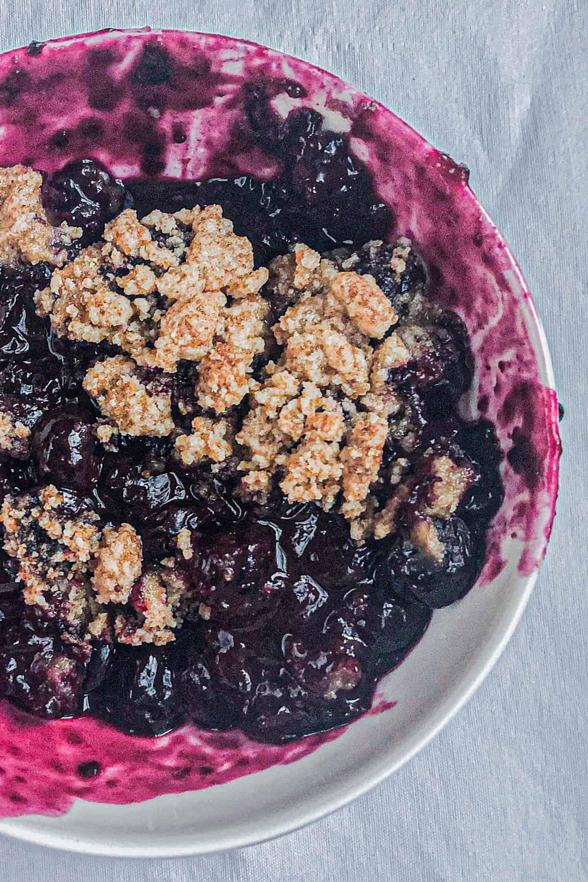 Blueberry ginger crisp is a great dessert to go with spaghetti.