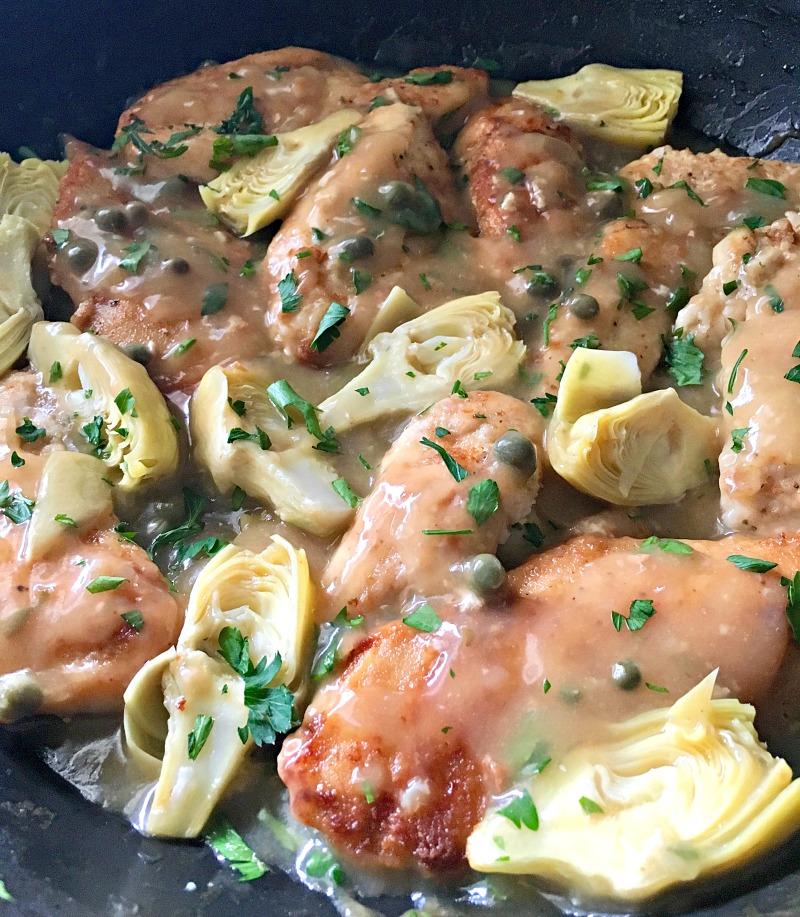 close up of chicken dish - what to serve with chicken piccata