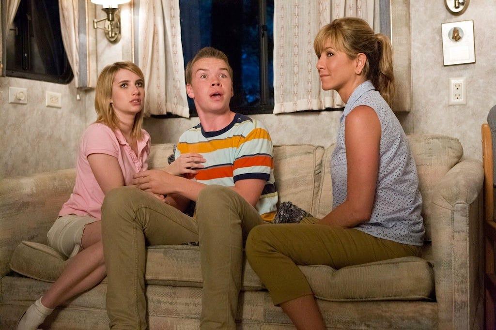 Characters played by Emma Roberts (left) and Jennifer Aniston (right) teach Will Poulter