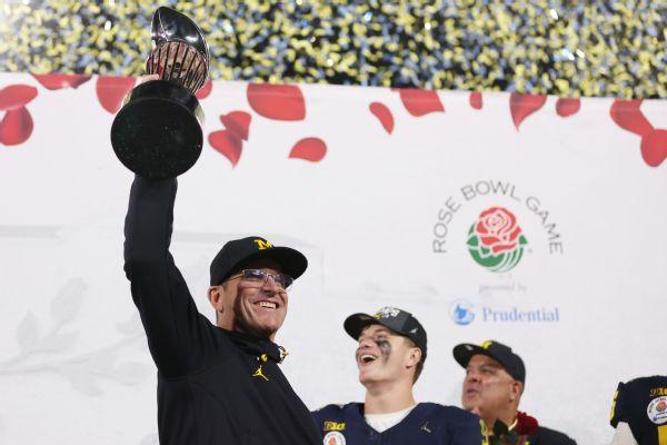Michigan stops Alabama in OT at Rose Bowl to reach CFP title game