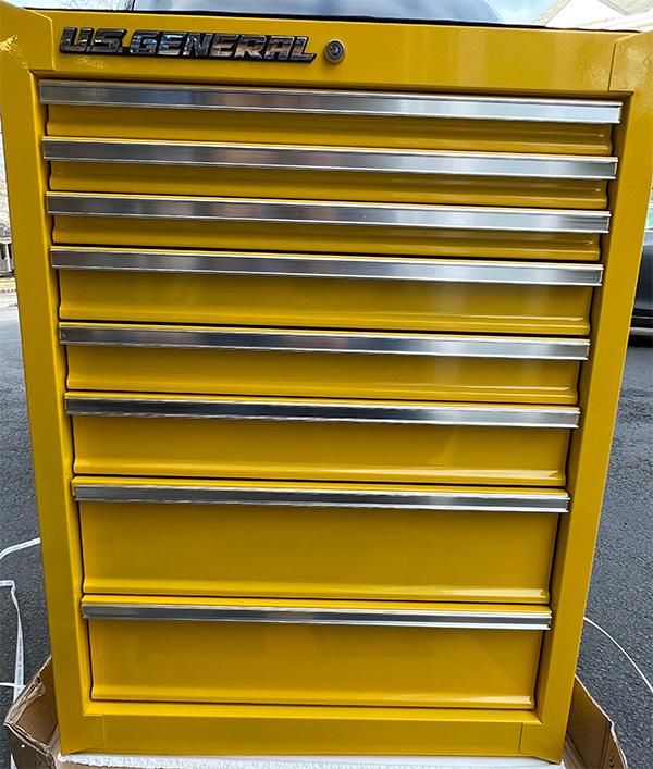 Harbor Freight US General Tool Box Roller Cabinet in Yellow Unboxed