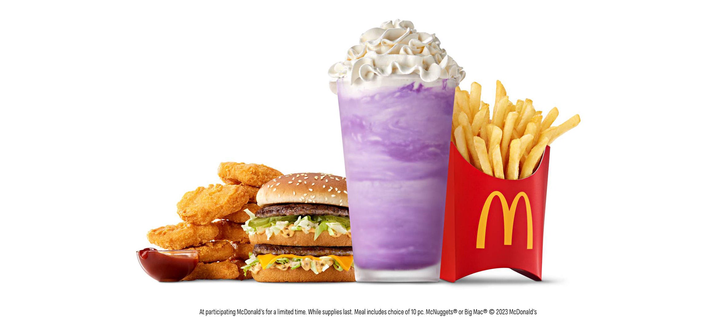 and a new purple berry-flavored shake, is available beginning June 12 at participating restaurants, while supplies last.