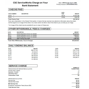 csc service work charge on credit card