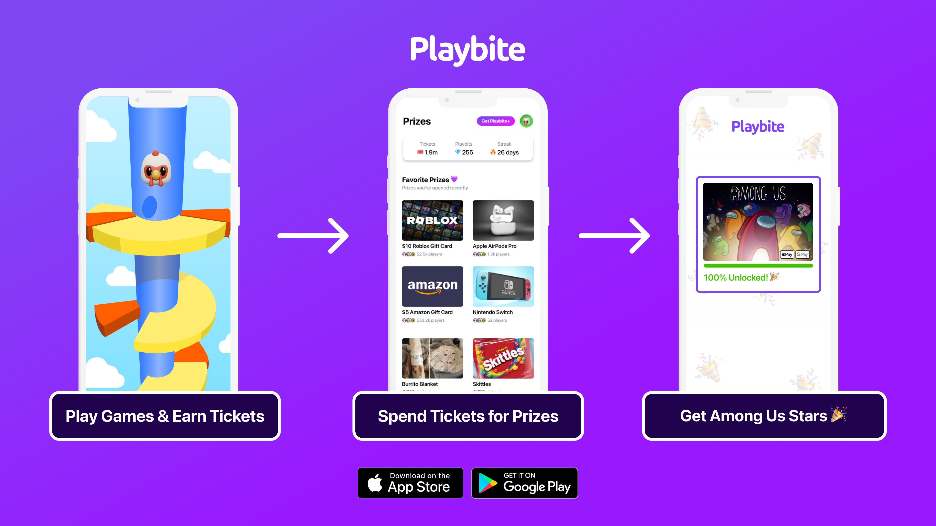 Win Among Us Stars by playing games on Playbite