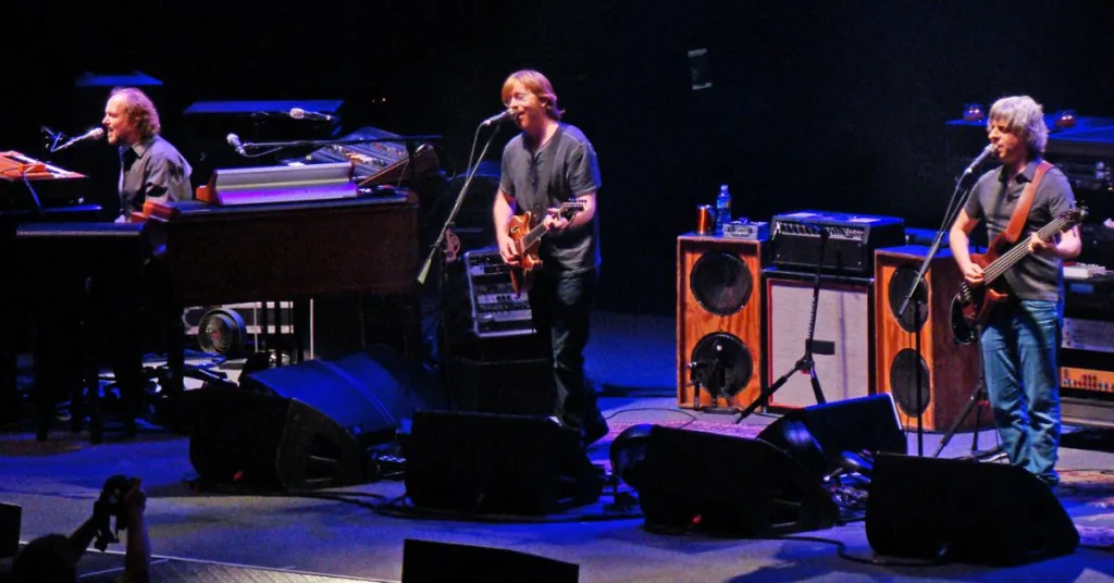 Phish members Page McConnell, Trey Anastasio and Mike Gordon. They are all considered famous people from Vermont since their band formed in Burlington.